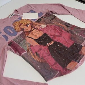 Pink Graphic Long Sleeve Top